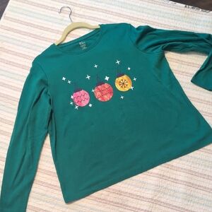 Kim Rogers Long Sleeve Shirt with Ornament Design - Green, Pink, Yellow